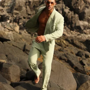 Pistachio Cropped Blazzer Suit