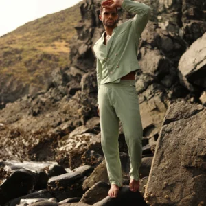 Pistachio Cropped Blazzer Suit